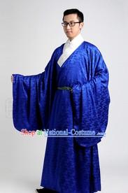 Blue Ancient Chinese Han Fu Robe and Clothing for Men