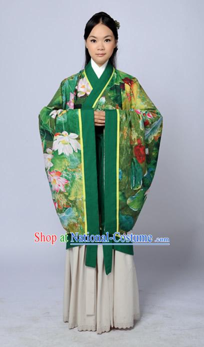 Original Design Ancient Chinese Green Lotus Hanfu Outfits