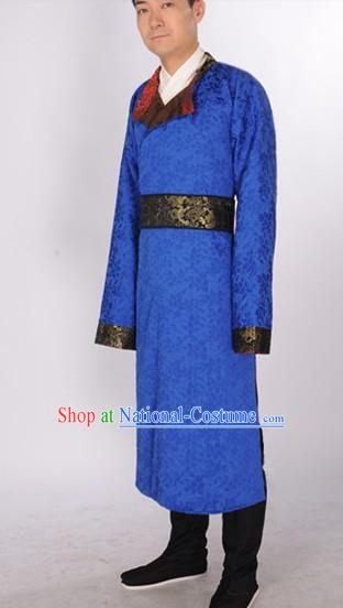 Blue Ancient Chinese Tang Dynasty Clothing Suit for Men