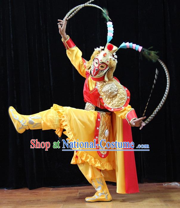 Traditional Chinese Monkey King Sun Wukong Mask Changing Costumes and Helmet