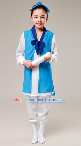 Chinese Classical Dancing Costumes and Head Pieces for Kids