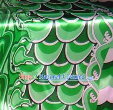 Traditional Green Chinese Dragon Dance Scale Fabric