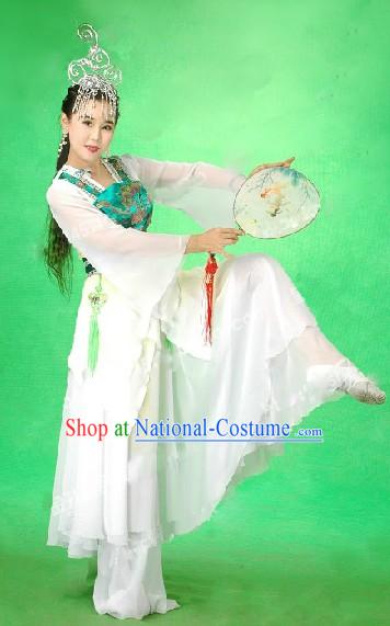 Chinese Classical Stage Performance Jasmine Flower Mo Li Dance Costume and Head Pieces