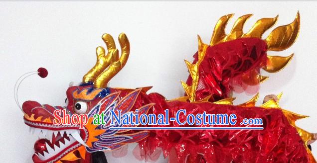 Shinning Red China Dragon Dancing Costumes Props for 19-20 Dancers