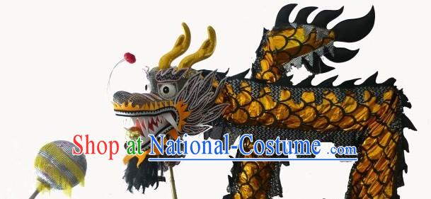 51 Meters Long Shinning Black and Golden China Dragon Dancing Costume Prop for 25-26 Dancers