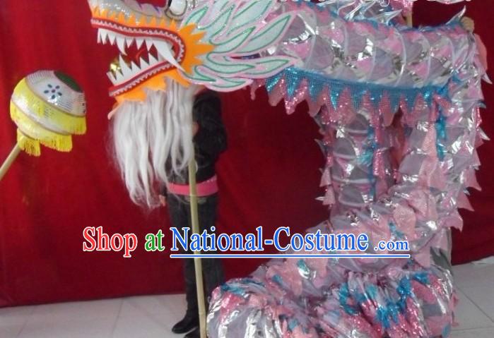 Lightweight Competition and Performance Silver Net Dragon Dance Costume for 9-10 Dancers