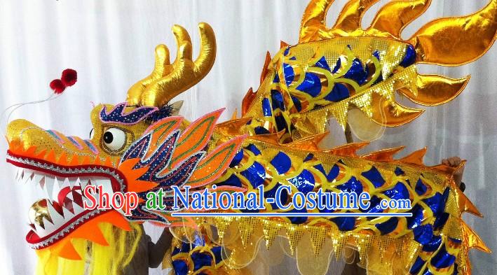 Shinning Blue and Gold Dragon Dancing Prop for Nine or Ten Dancers