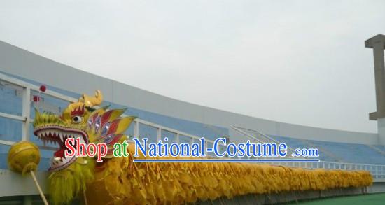 98 Meters Shinning Gold Dragon Dance Costume for 49-50 People