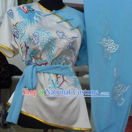 Short Sleeves Embroidered Dragon Kung Fu Shirt and Pants