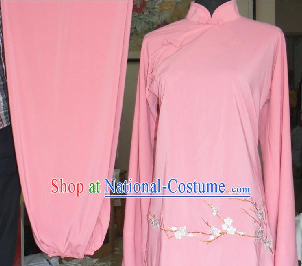 Traditional Chinese Pink Wing Chun Kung Fu Suit for Girls