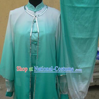 Colour Transition Chinese Silk Kung Fu Clothing Complete Set for Women