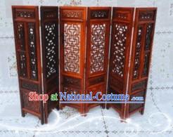 Handmade Traditional Chinese Natural Wood Arts Folding Screen