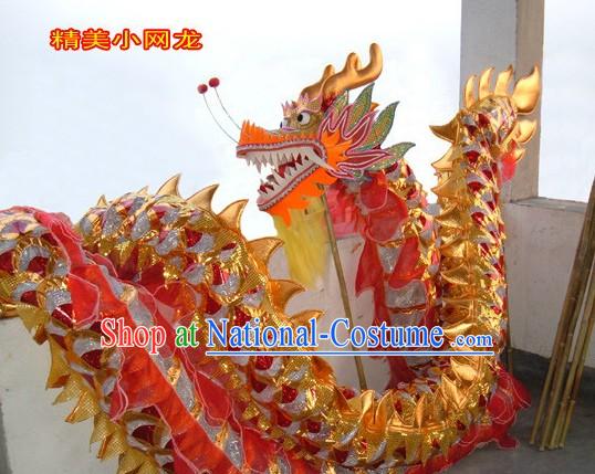 Lightweight Golden and Red Net Dragon Dancing Prop for Adults