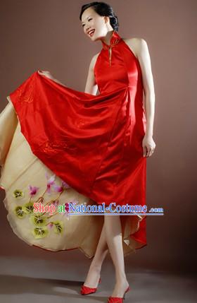 Traditional Chinese Classical High Collar Wedding Ceremony Evening Dress for Brides