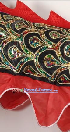 Black Asian Classical Embroidery Dragon Dancing Costumes