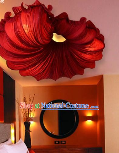 Traditional Handmade Red Chinese Trumpet Shell Shape Ceiling Lantern