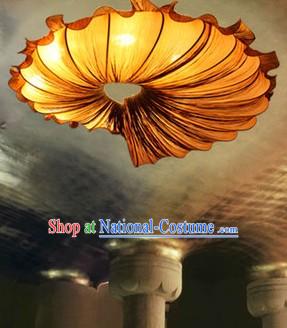 Big Handmade Orange Chinese Trumpet Shell Shape Ceiling Lantern