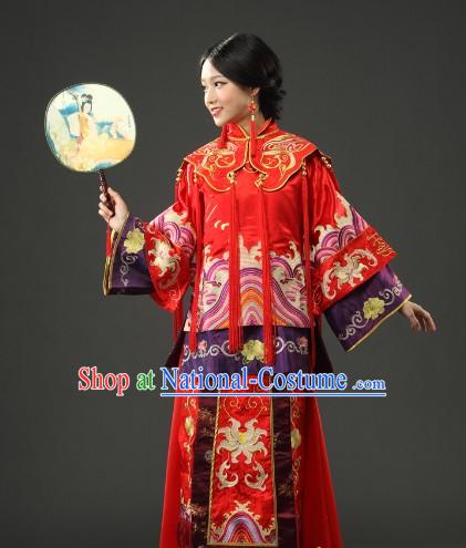 Traditional Chinese Red Xiu He Style Wedding Suit Clothing for Brides