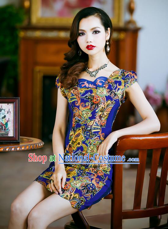 Traditional Chinese Old Shanghai Style Short Cheongsam Qipao