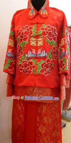 Traditional Chinese Wedding Blouse and Skirt for Brides