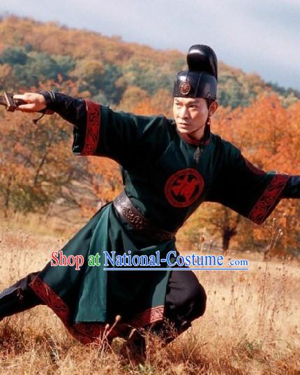 Flying Daggers Shi Mian Mai Fu Ancient Chinese Green Captor Costume and Hat