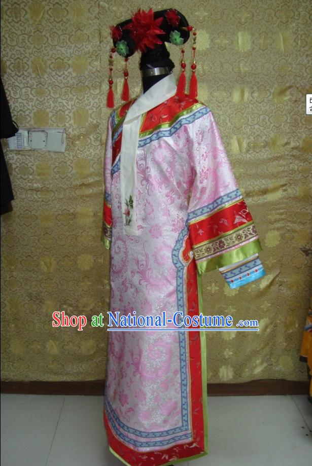 China Qing Dynasty Imperial Palace Lady Costumes and Headpiece