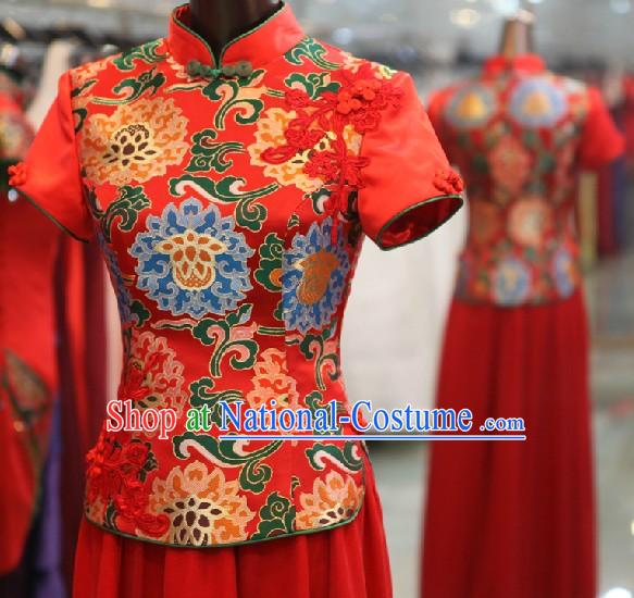 Xiao Feng Xian Traditional Classic Chinese Red Wedding Suit