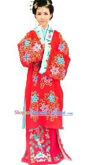 Traditional Chinese Beijing Opera Embroidered Qing Yi Costumes and Headpiece for Women