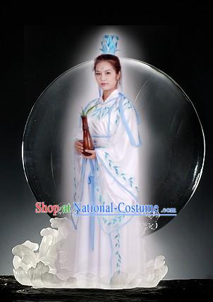 Ancient Chinese Embroidered Leaf Legend Guan Yin Budda Parade Costume