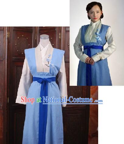 Ancient Chinese Ming Dynasty Qing Cheng Xue Embroidered Flower Han Fu Clothing for Women