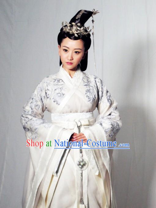 Ancient Chinese Embroidered Flower Lv Zhen Legend Hanfu Clothing for Women