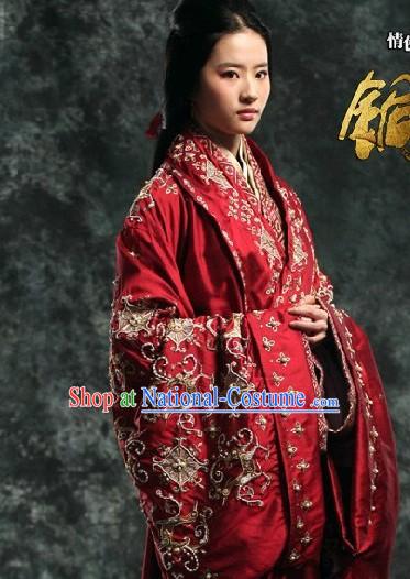 Ancient Chinese Tong Que Tai Red Liu Yifei Empress Costumes