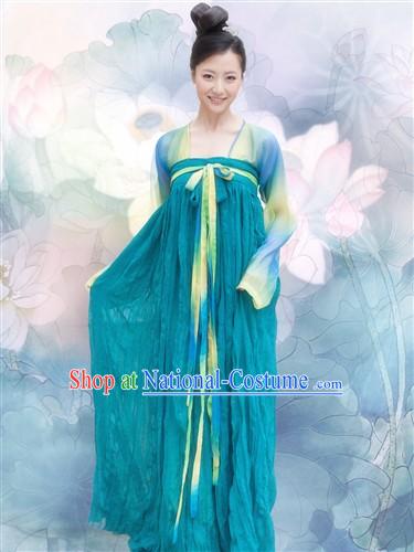 Ancient Chinese Blue Tang Dynasty Imperial Palace Clothing for Women