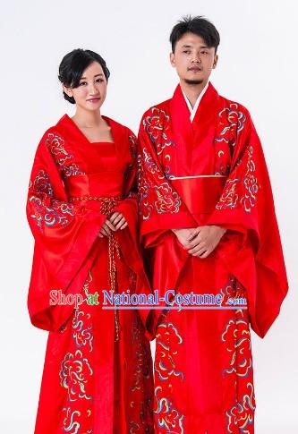 Traditional Chinese Happy Flower Wedding Dresses for Men and Women