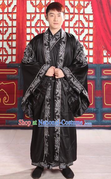 Traditional Chinese Black Dragon Robe for Men