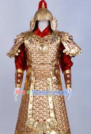 Huang Jin Jia Movie and Television Play General Armor Costumes and Helmet for Men