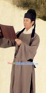 Ancient Chinese Tang Dynasty Male Robe and Hat for Men