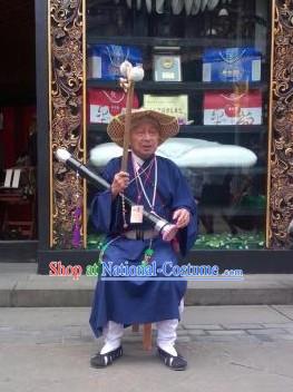 Traditional Chinese Legend Taoist Monk Costumes Robe and Hat