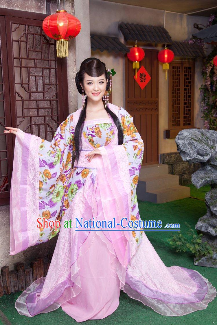 Traditional Ancient Chinese Tang Dynasty Female Clothes with Long Tail