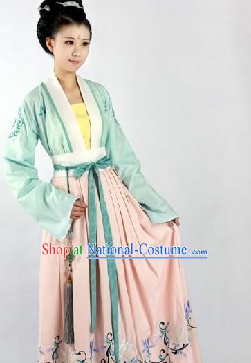 Traditional Ancient Chinese Tang Dynasty Embroidery Clothing Complete Set