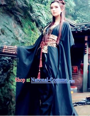 Black Traditional Ancient Chinese Swordsman Costume