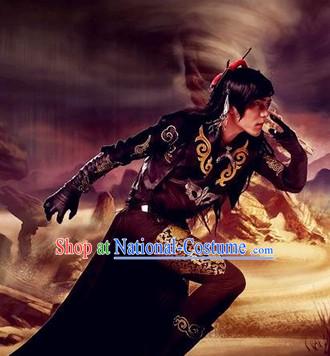 Ancient Chinese Black Swordsman Cosplay Costume for Men