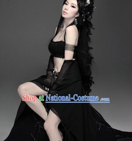 Ancient Chinese Black Fairy Goddness Costumes Complete Set