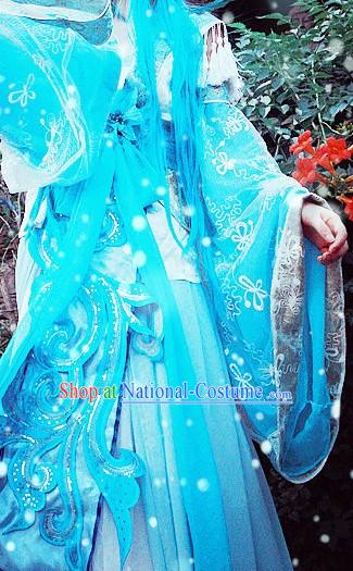 Blue Ancient Chinese Princess Style Costumes Complete Set