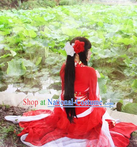 Ancient Chinese Red Princess Cosplay Costumes Complete Set