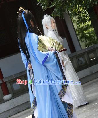 Ancient Chinese Blue Young Men Clothes for Men