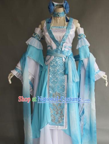 Ancient Chinese Long Kui Princess Costumes and Headpieces Complete Set for Women