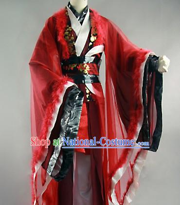 Traditional Ancient Chinese Red and Black Prince Clothes for Men