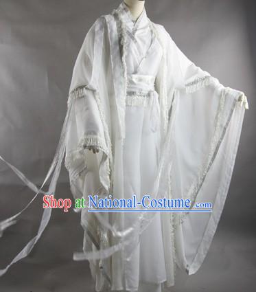 Traditional Ancient Chinese White Swordsman Costume Complete Set