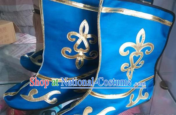 Blue Chinese Classical Stage Performance Shoes